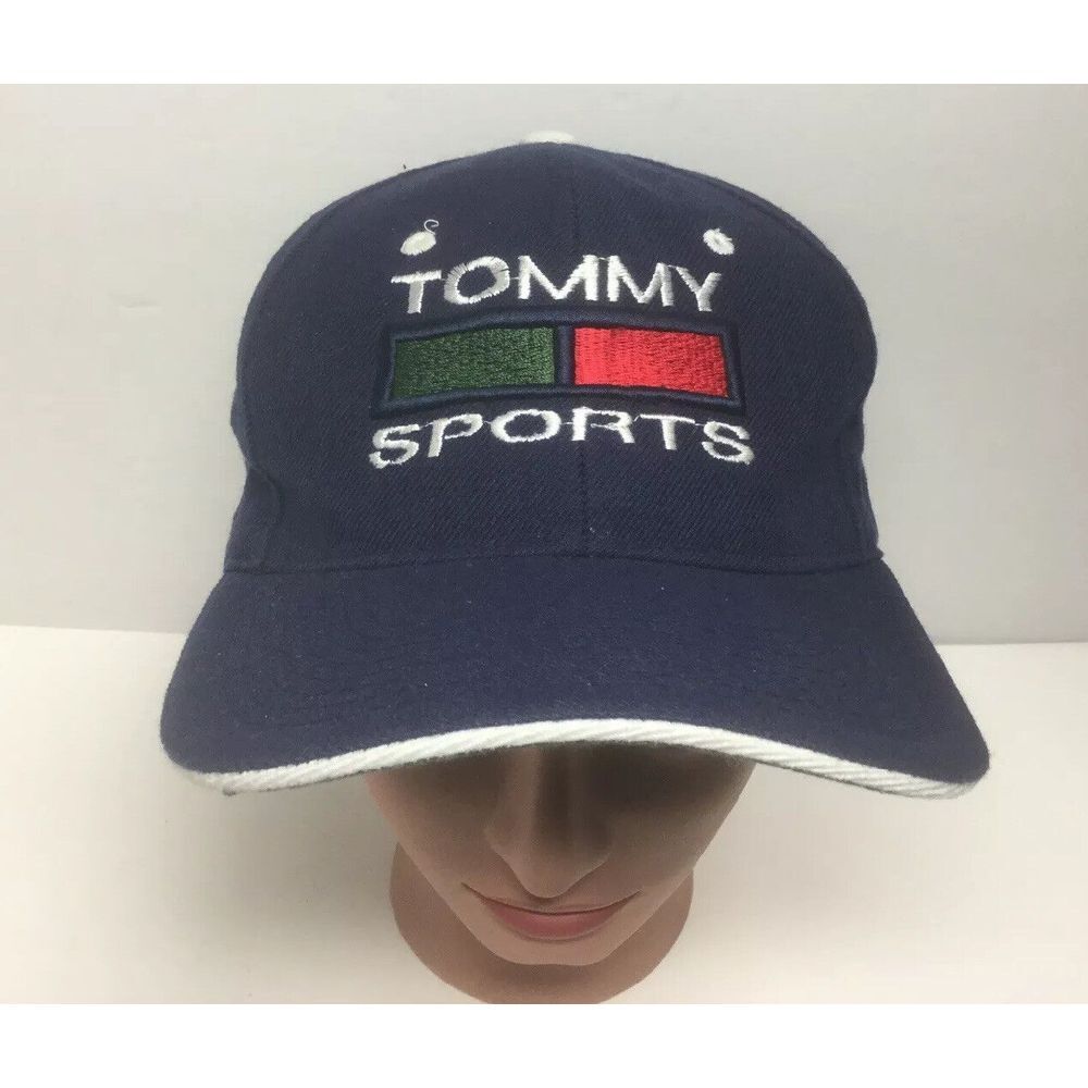 Tommy Hilfiger Sports Blue Hat Red Green Logo Baseball Cap Strap Back